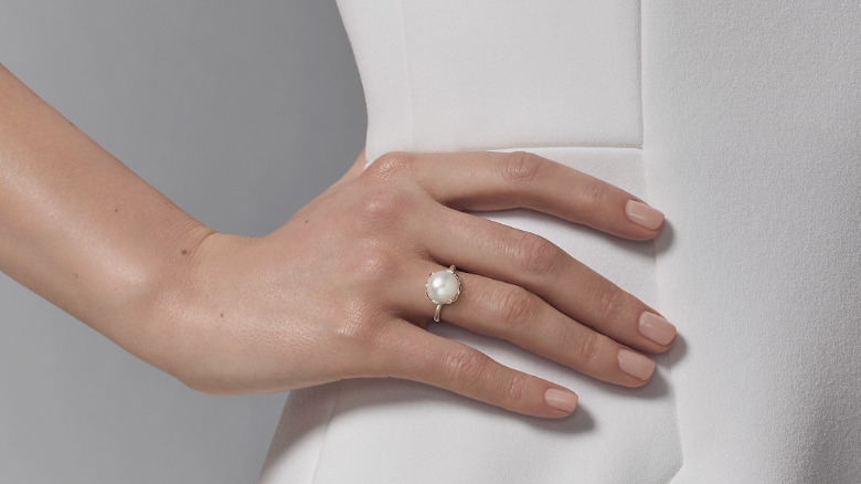 Diamond and Pearl Crossover Engagement Ring — Form Bespoke Jewellers