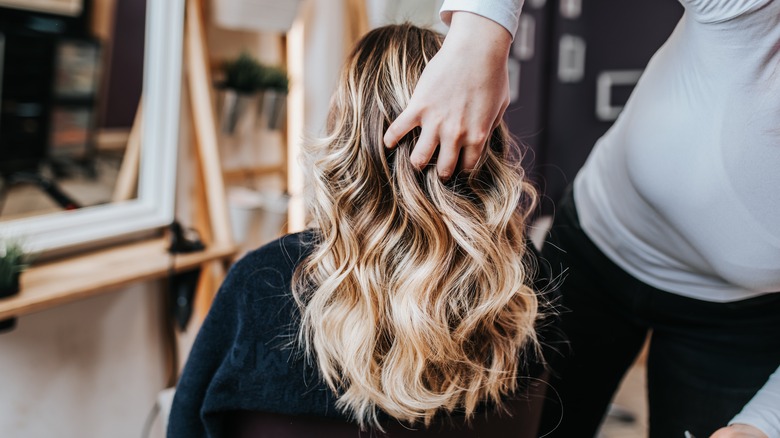 Woman at hair salon