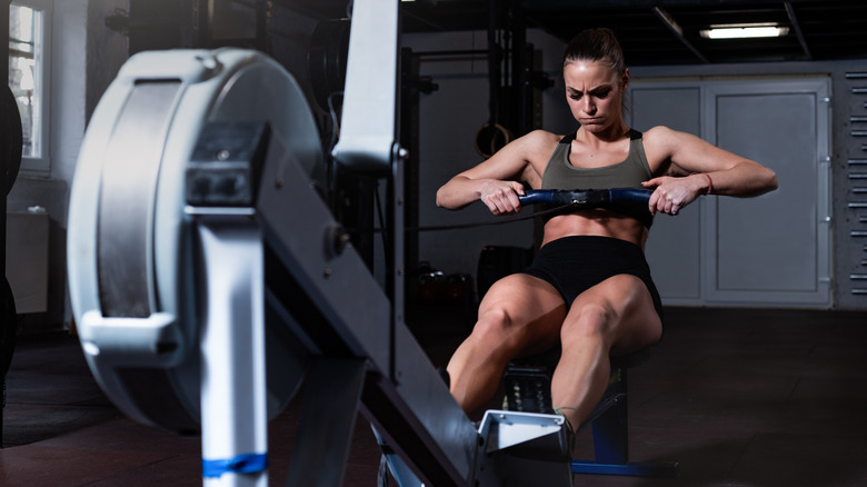 Fit woman on rower