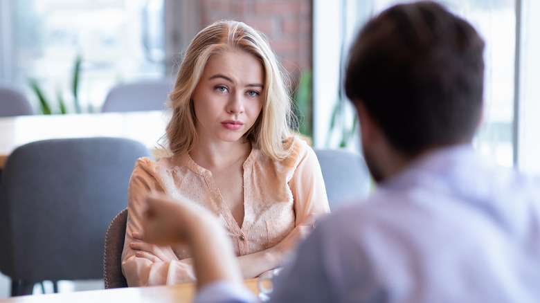 woman unimpressed with date