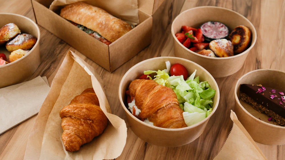 Panini, croissants, salad, pastry