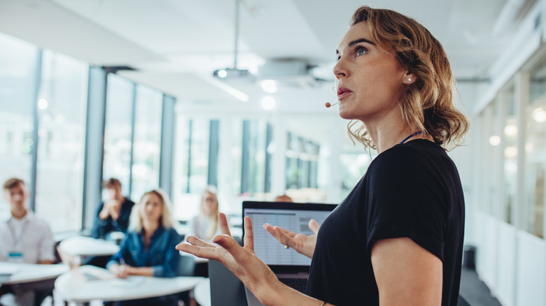 female doing a presentation