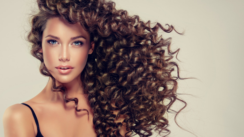 Girl with thick curly hair