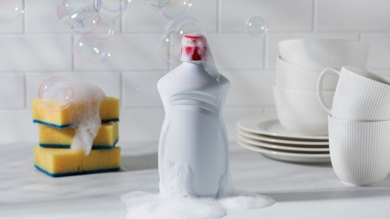 soapy bottle of dish soap