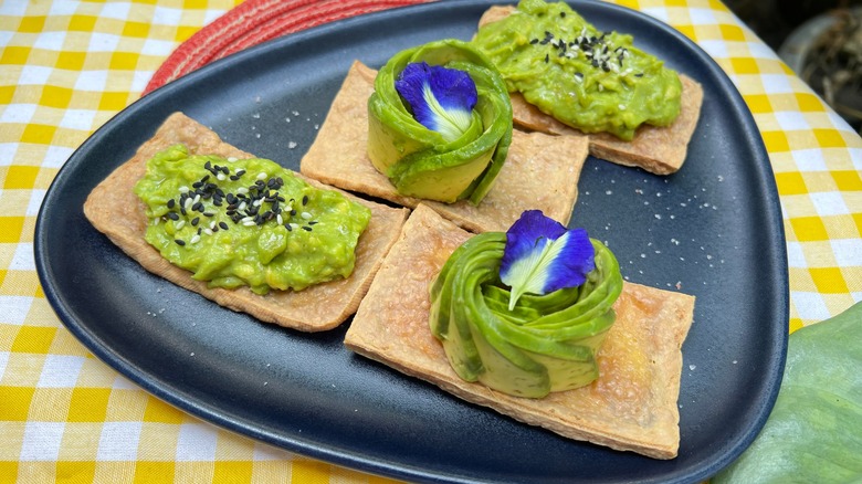 Avocado on baked tofu