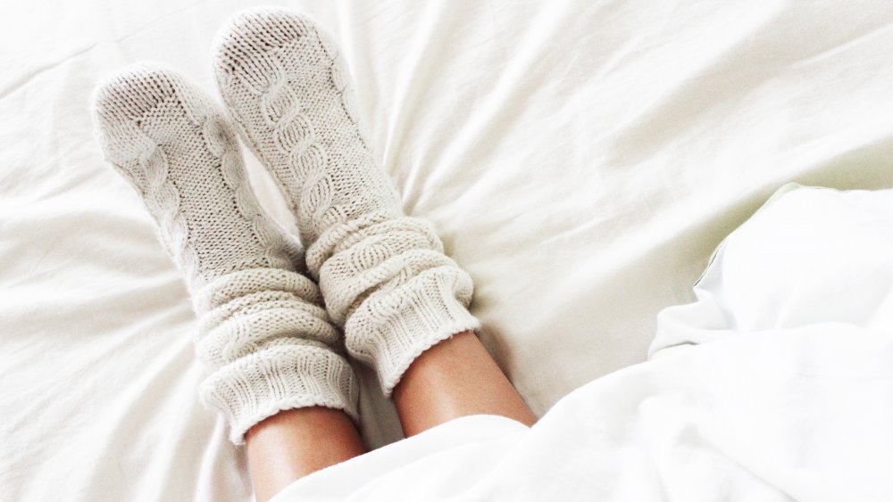 white socks white duvet white sheets