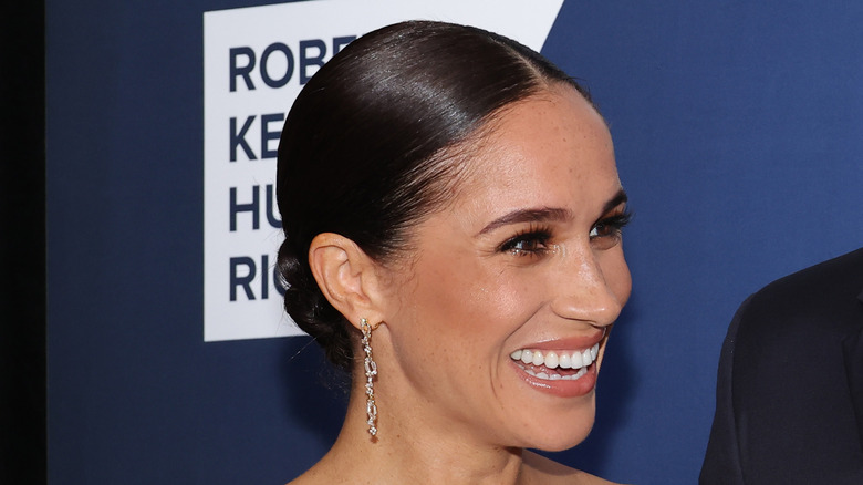 Meghan Markle with sleek ponytail