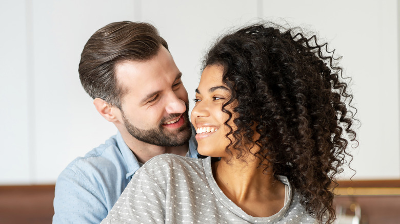 Couple looking at each other