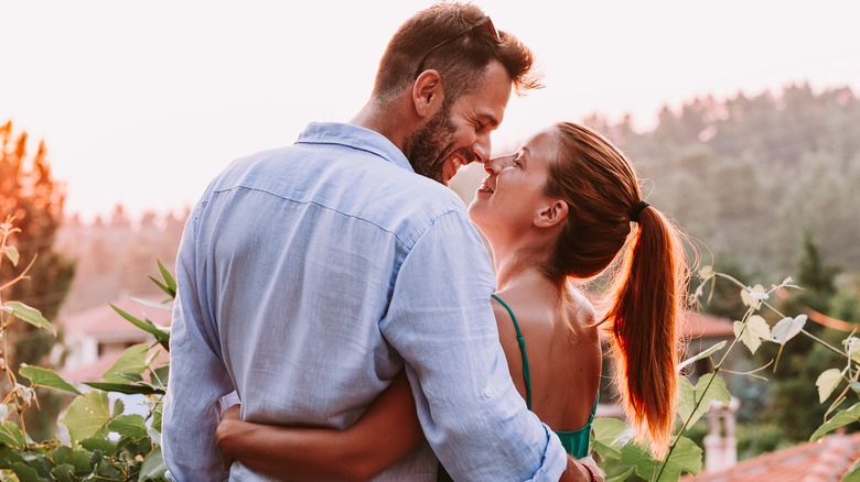 Couple smiling