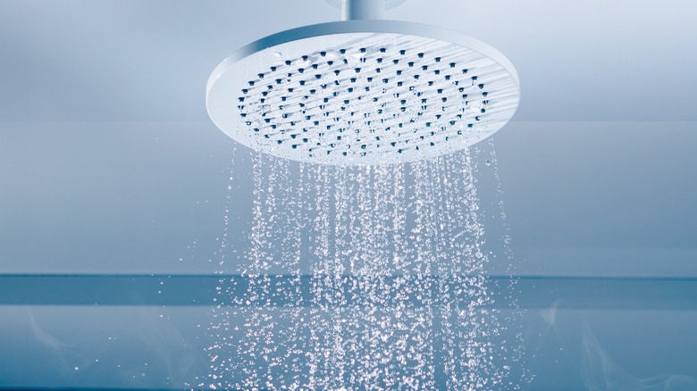 Shower head spraying water