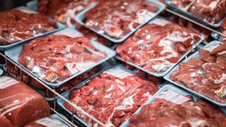 Meat in a supermarket plastic tray