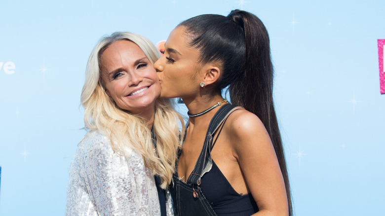 Ariana Grande kissing Kristin Chenoweth on cheek