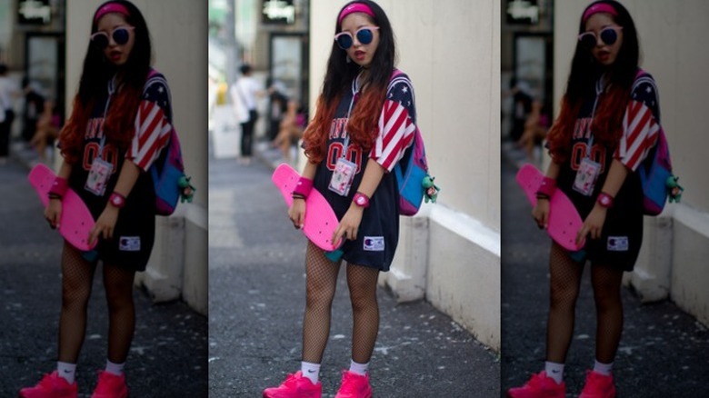 Woman wearing pink headband