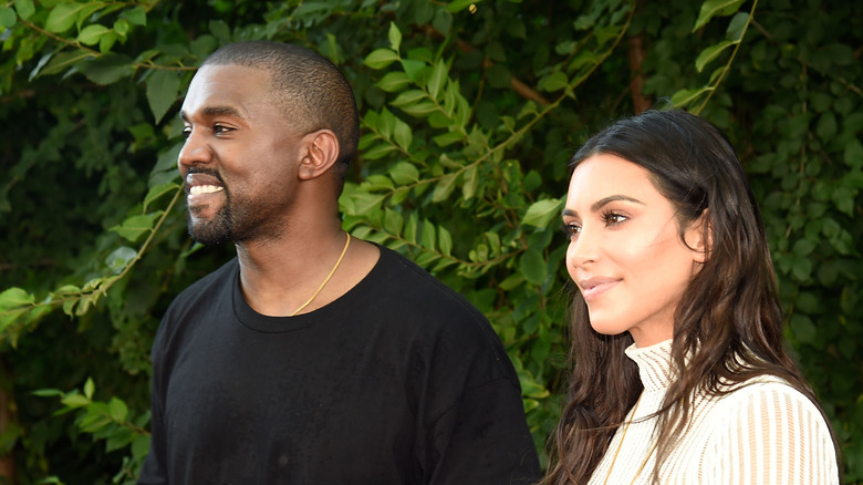 Kim Kardashian and Kanye West at an event