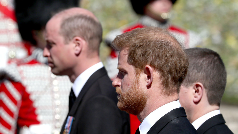 Prince Harry and Prince William at Prince Philip's funeral