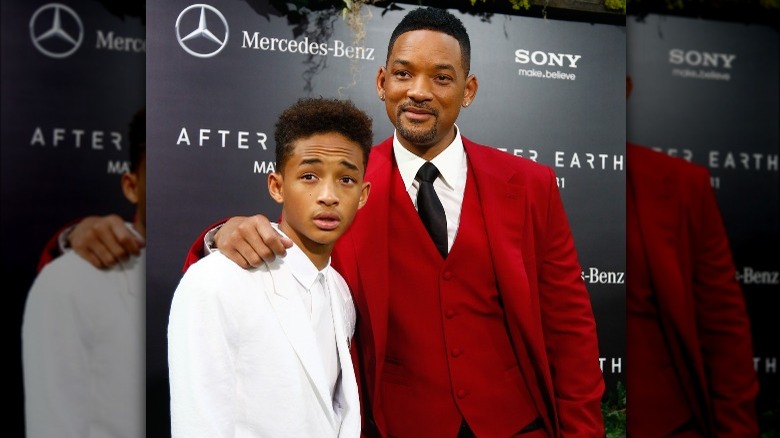 Will Smith and Jaden Smith posing together on the red carpet