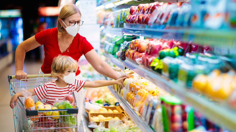 Grocery shopping with a mask on