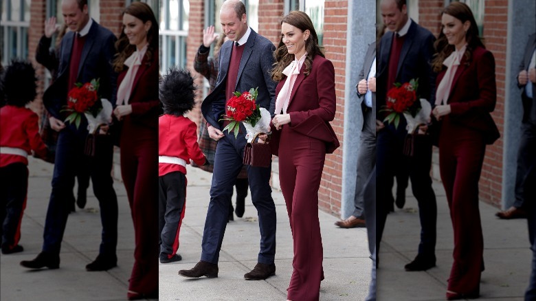 Kate Middleton and Prince William match in burgundy in Boston