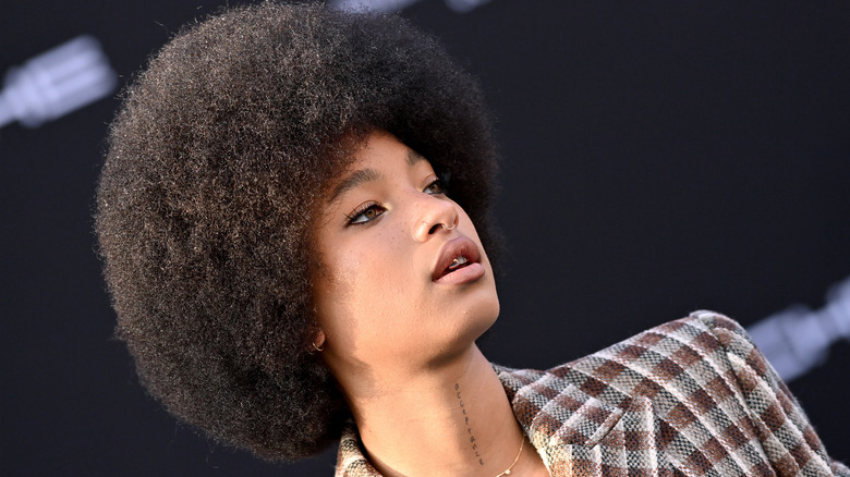 Willow Smith at a movie premiere wearing plaid