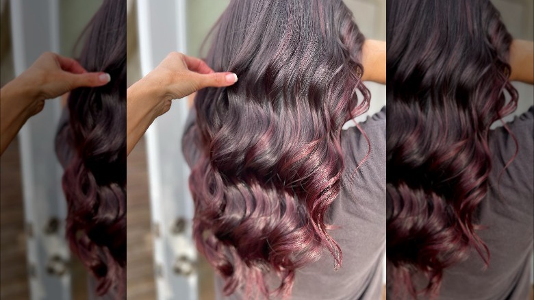 Hair with cherry wine tips