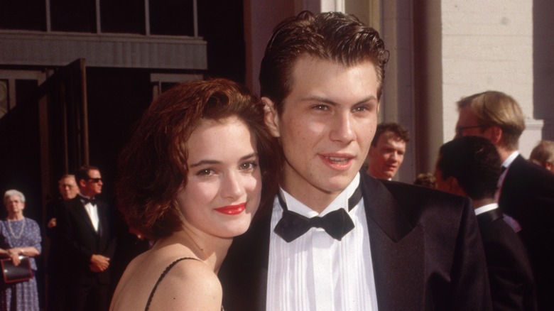 Winona Ryder, Christian Slater smiling