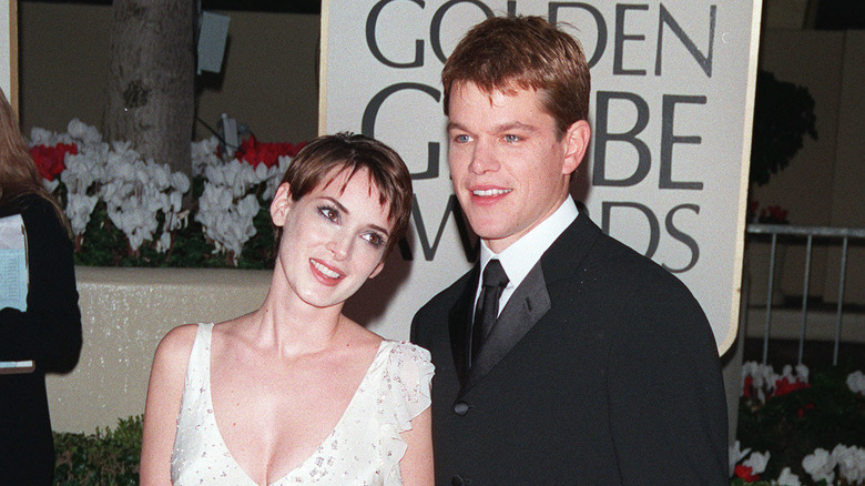 Winona Ryder, Matt Damon smiling