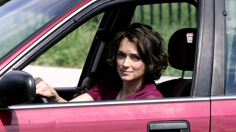 Winona Ryder driving car