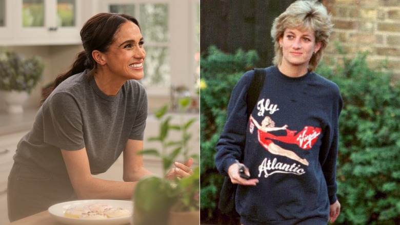 Side-by-side of Meghan Markle and Princess Diana