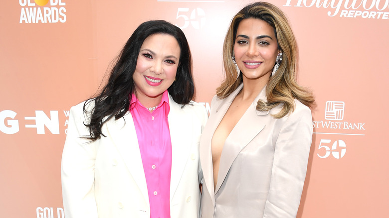 Gloria Calderón Kellett and Emeraude Toubia smiling