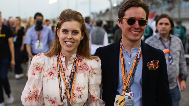 Princess Beatice and her husband Edoardo Mapelli Mozzi smiling