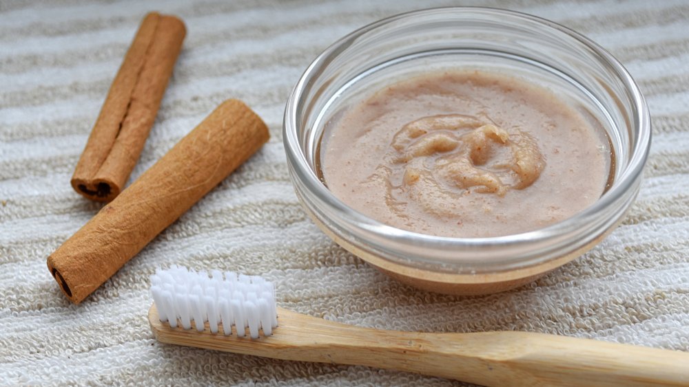 cinnamon toothpaste and toothbrush