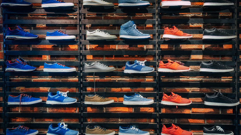 wall of sneakers