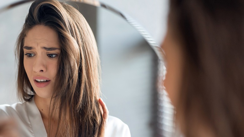 Woman notices change in hair 