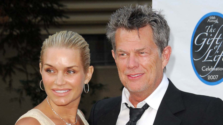 Yolanda Hadid and David Foster posing together at the Gift of Life Tribute Celebration