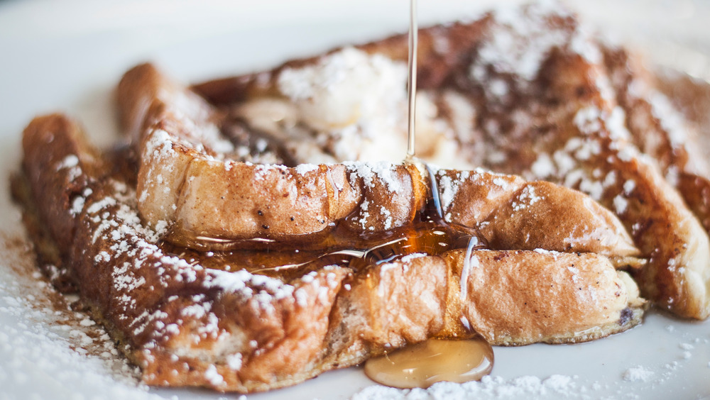 French toast drizzled with syrup 