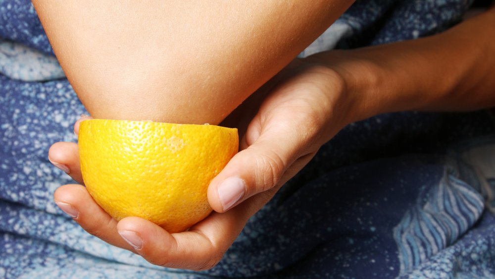 Lemon rind as elbow softener