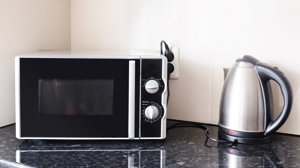 Microwave and tea kettle