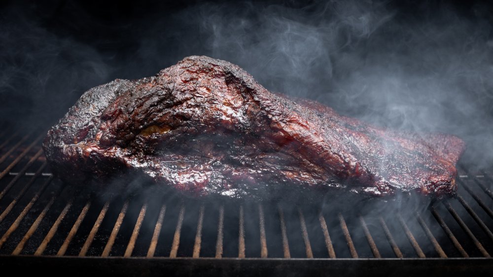 Brisket on smoker