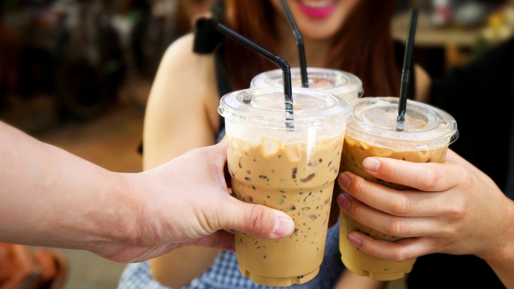 Women drinking iced coffee