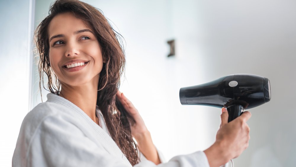 Blow drying hair