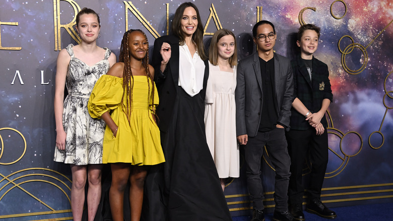 Angelina Jolie-Pitt with her kids on red carpet