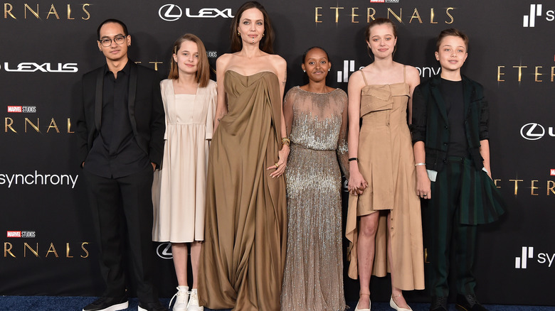 Angelina Jolie with her kids on red carpet