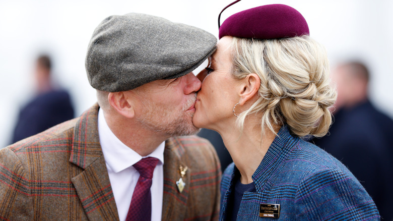 Mike and Zara Tindall kissing