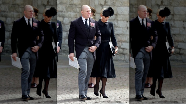 Mike and Zara Tindall at Queen Elizabeth's funeral