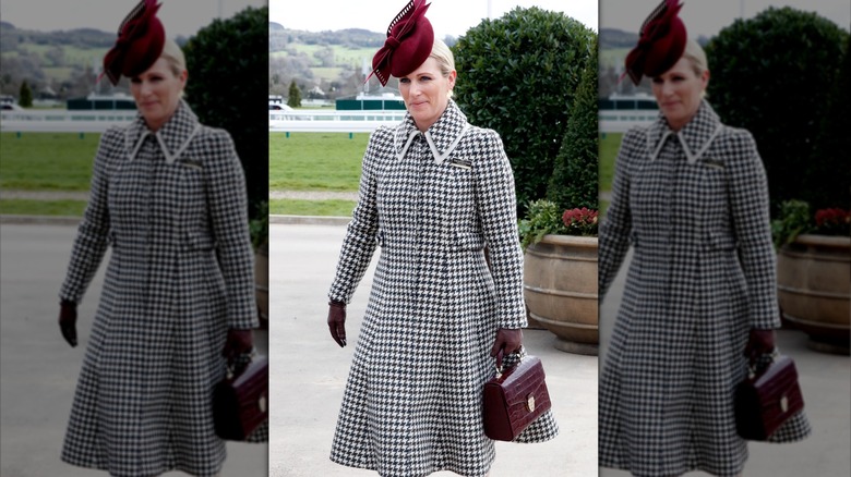 Zara Tindall in houndstooth coat 