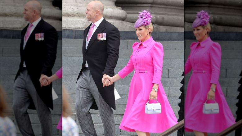 Zara Tindall in pink dress 