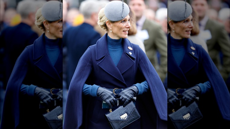 Zara Tindall wearing blue cape 