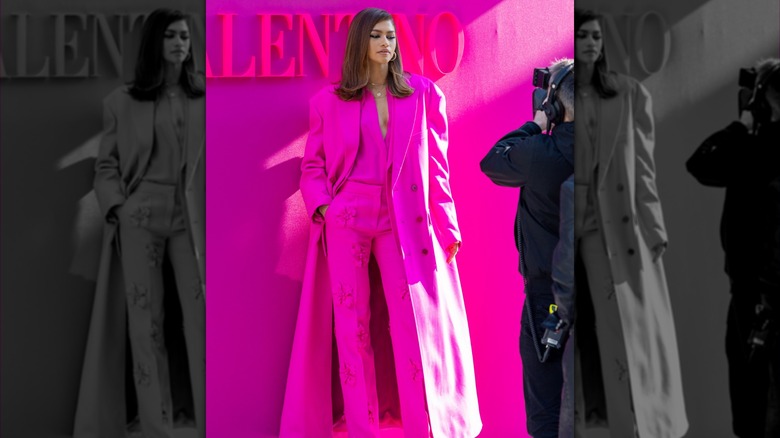 Zendaya in hot pink suit for Valentino 