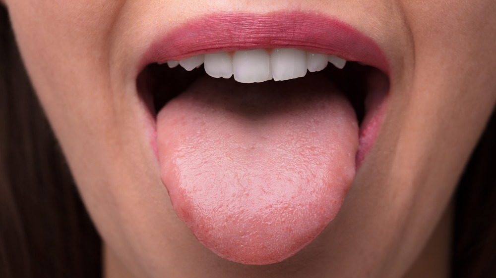 Person sticking out tongue