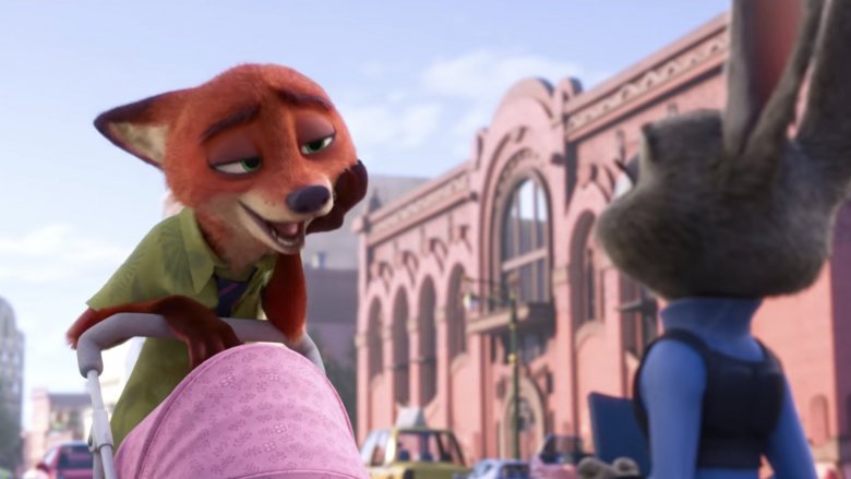 Nick and Judy talking in Zootopia